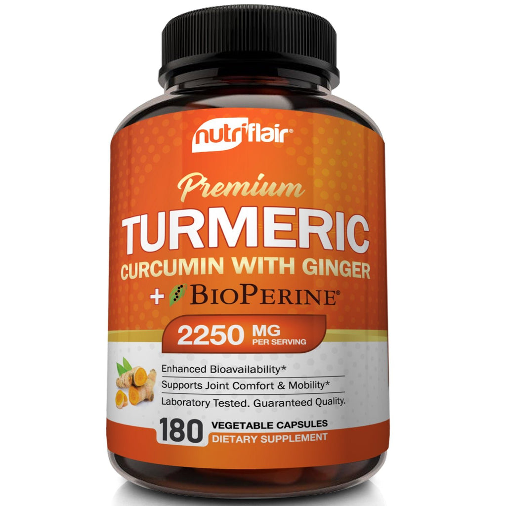 Turmeric Curcumin with Ginger 2250mg with BioPerine - 180 Capsules