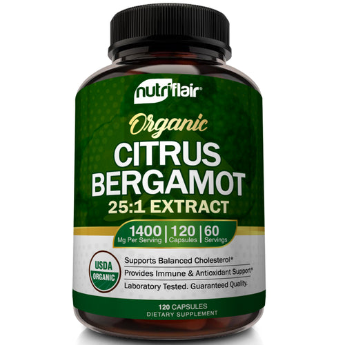 Organic Citrus Bergamot Extract 1400mg - 120 Capsules - NutriFlair