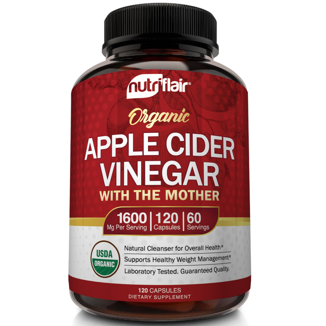 Apple Cider Vinegar with the Mother 1600mg - 120 Capsules - NutriFlair