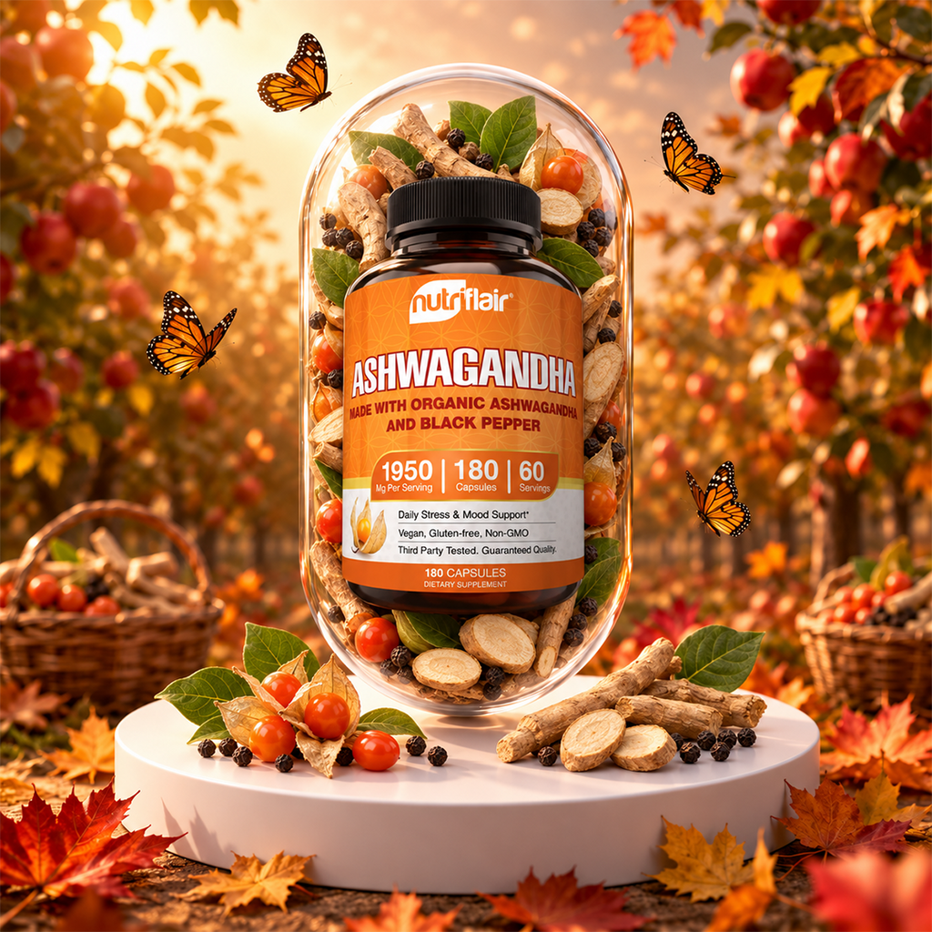 Organic Ashwagandha and Black Pepper 1600mg - 120 capsules