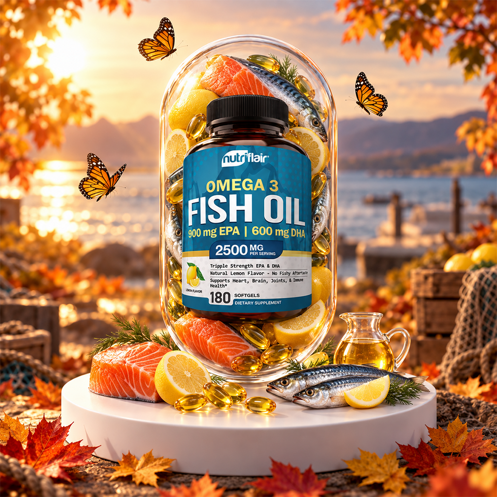 Premium Omega 3 Fish Oil Supplement - 180 Softgels