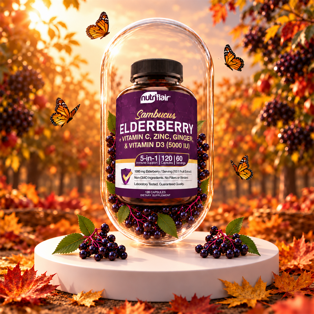 Elderberry, Vitamin C, Zinc, Vitamin D3 - 120 Capsules