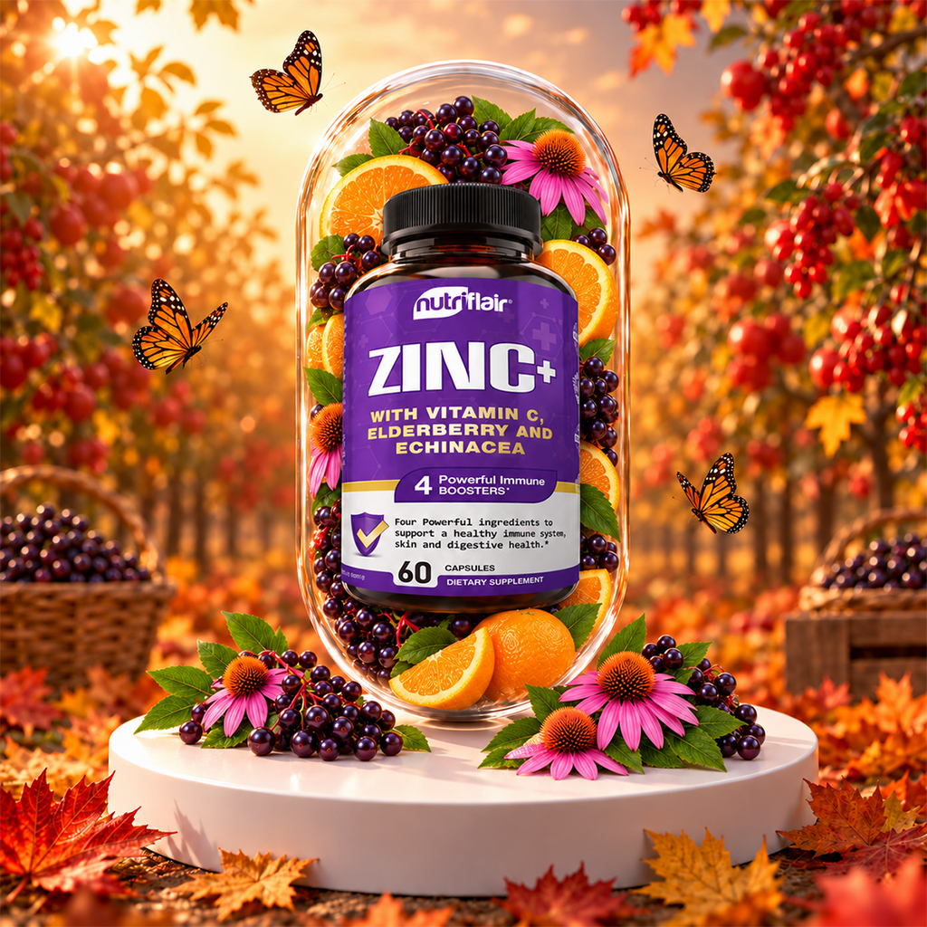 Zinc+ with Vitamin C, Elderberry, Echinacea - 60 Capsules
