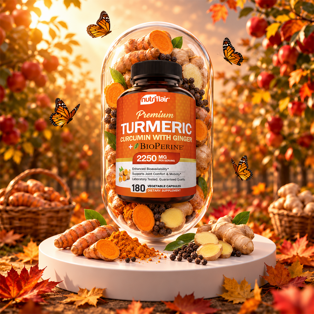 Turmeric Curcumin with Ginger 2250mg with BioPerine - 180 Capsules