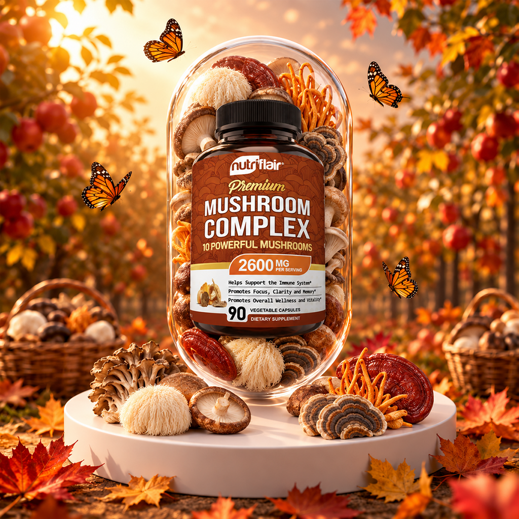 10 Mushroom Complex Supplement 2600 mg - 90 Capsules