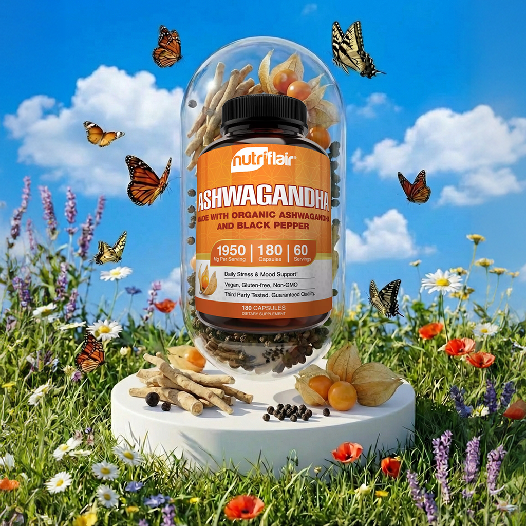 Organic Ashwagandha and Black Pepper 1600mg - 120 capsules