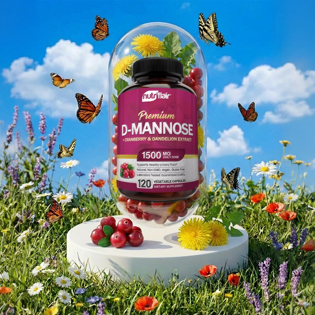 D-Mannose with Cranberry & Dandelion Extract 1500mg - 120 Capsules