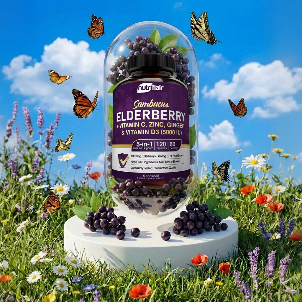 Elderberry, Vitamin C, Zinc, Vitamin D3 - 120 Capsules