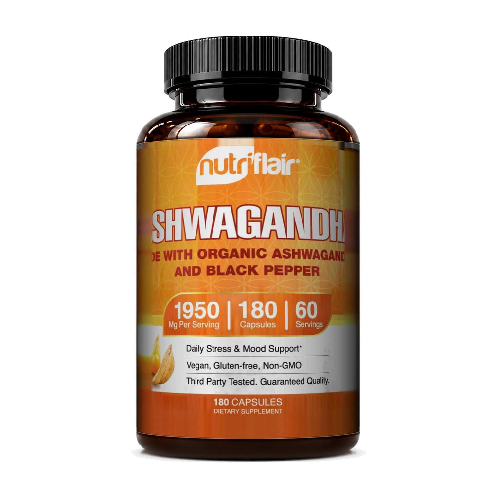 Organic Ashwagandha and Black Pepper 1600mg - 120 capsules
