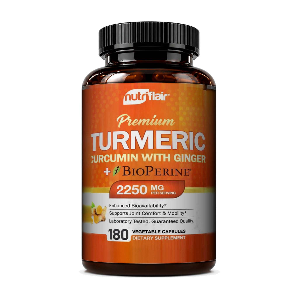 Turmeric Curcumin with Ginger 2250mg with BioPerine - 180 Capsules