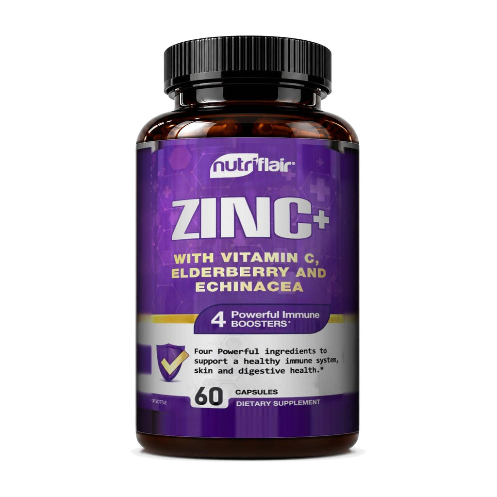 Zinc+ with Vitamin C, Elderberry, Echinacea - 60 Capsules
