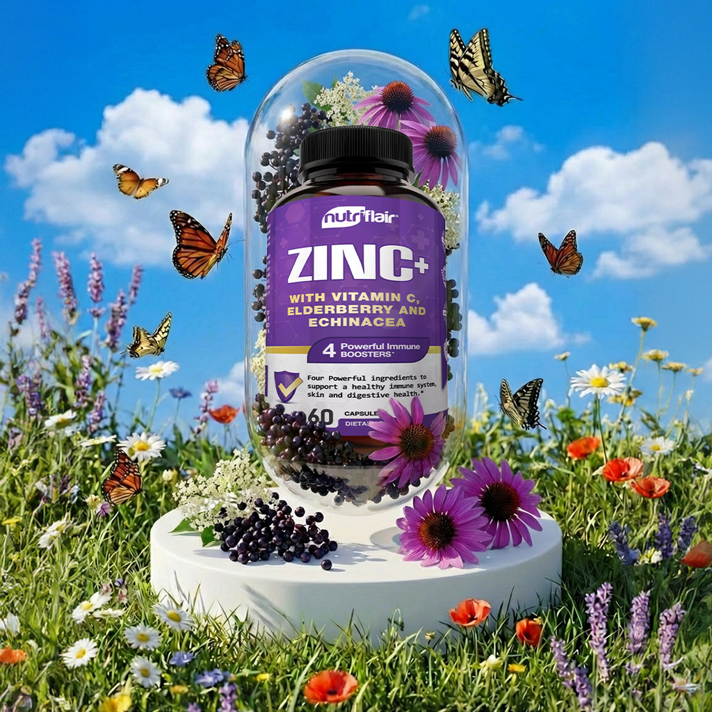 Zinc+ with Vitamin C, Elderberry, Echinacea - 60 Capsules
