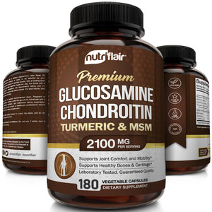 Glucosamine Chondroitin with Turmeric & MSM - 180 capsules - NutriFlair