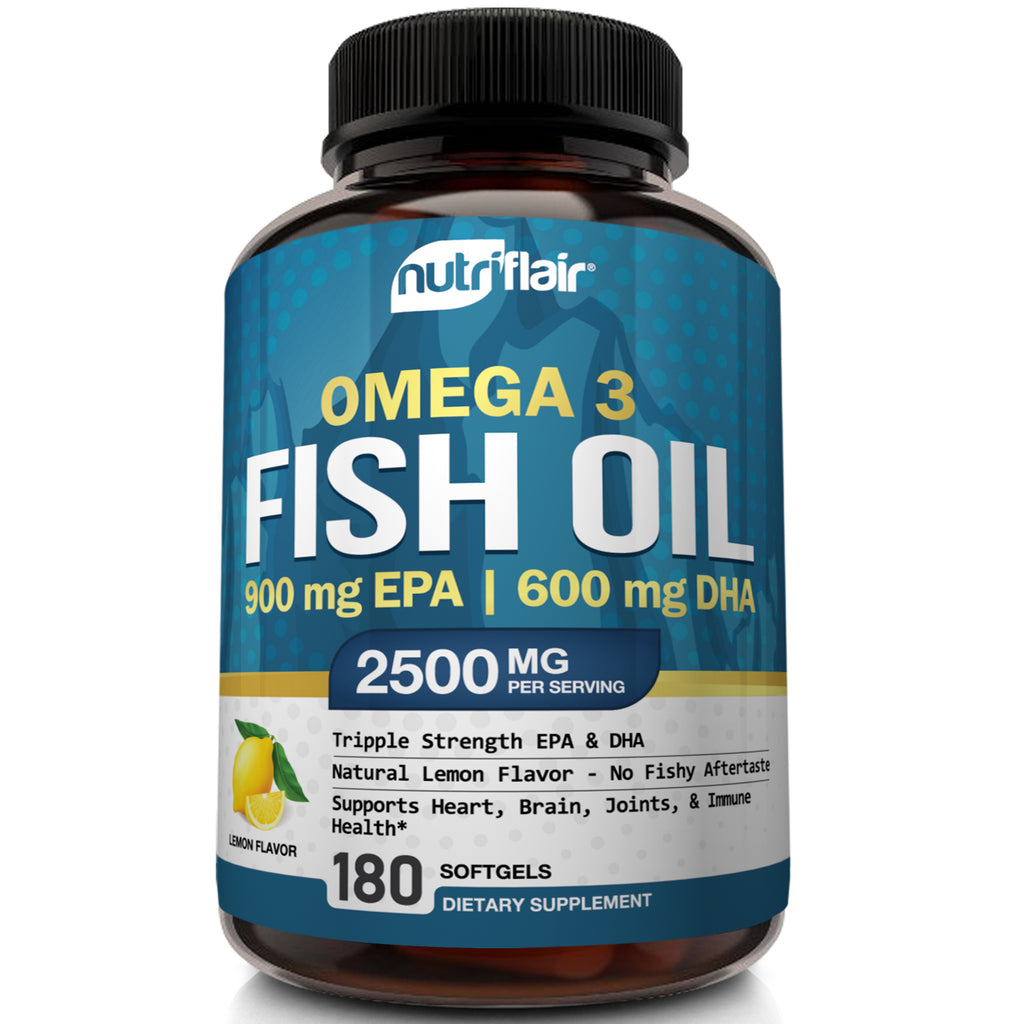 Premium Omega 3 Fish Oil Supplement - 180 Softgels