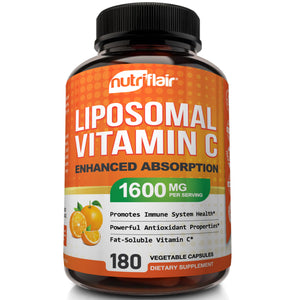 Bottle of Liposomal Vitamin C 1600 mg - 180 Capsules from NutriFlair