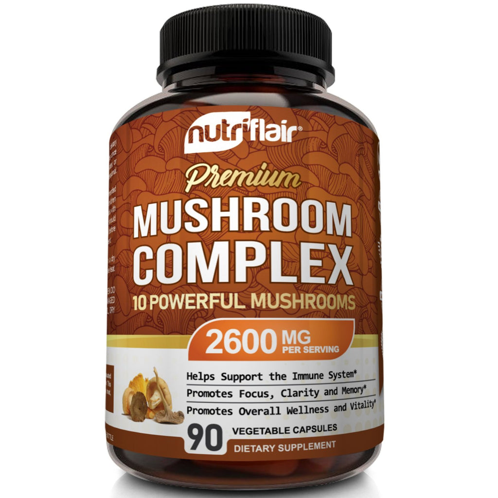 10 Mushroom Complex Supplement 2600 mg - 90 Capsules