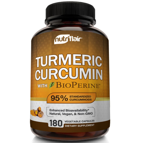 Turmeric Curcumin with BioPerine® - 180 Capsules - NutriFlair