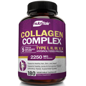 Multi Collagen Complex 2250mg - 180 Capsules - NutriFlair