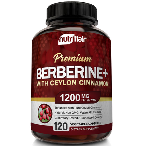 Berberine HCI 1200mg with Organic Ceylon Cinnamon - 120 capsules - NutriFlair
