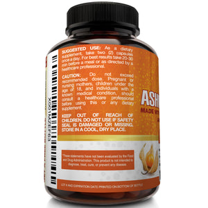 Organic Ashwagandha and Black Pepper 1600mg - 120 capsules - NutriFlair