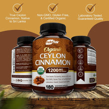 NutriFlair Organic Ceylon Cinnamon (100% Certified ) 1200mg per Serving, 120 Capsules - Joints, Inflammatory, Antioxidant, Glucose Metabolism Support- 120 Count (Pack of 1)